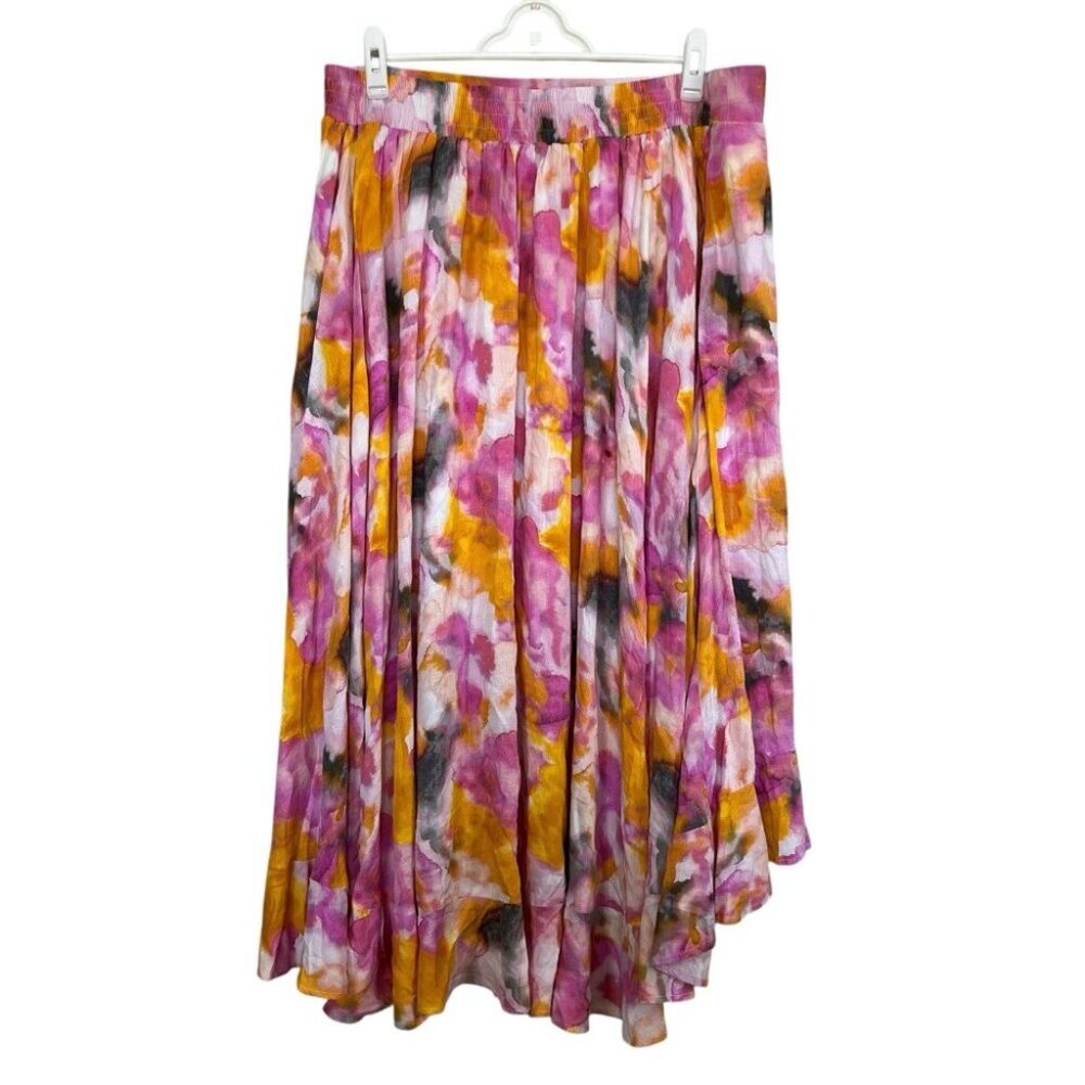 Torrid Watercolor Tie-Dye Lined Skirt Women's Size 2X Pockets High Low - Picture 3 of 9